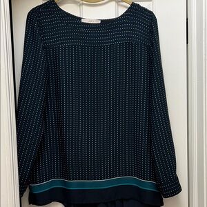 LOFT Dark Blue Blouse with White Dots